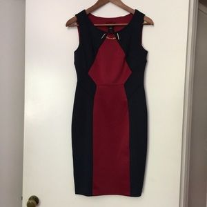Navy and Burgundy Dress